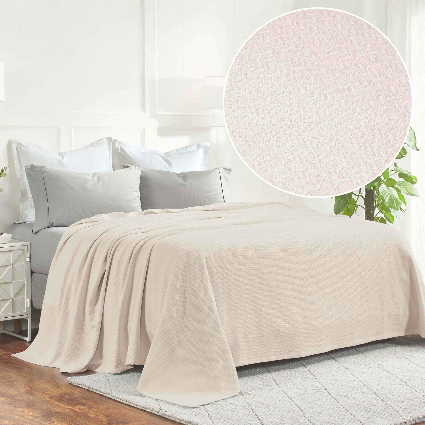 Nobel Cotton Textured Jacquard Chevron Lightweight Woven Blanket