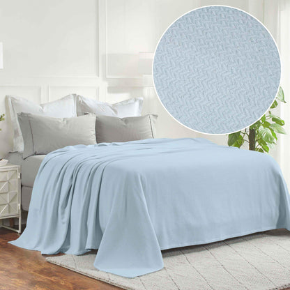 Nobel Cotton Textured Jacquard Chevron Lightweight Woven Blanket