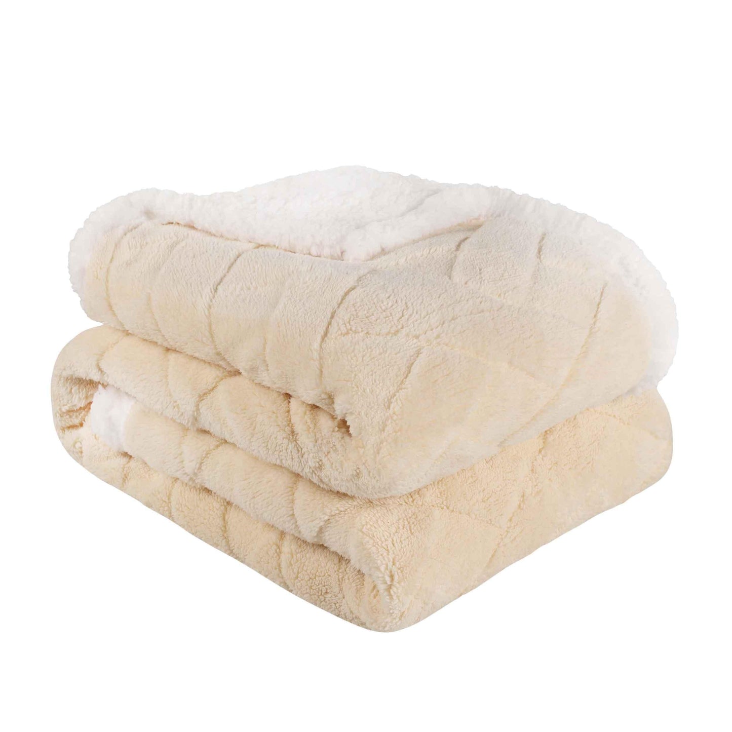 Nuuk Jacquard Lattice Fleece Plush Fluffy Sherpa Reversible Blanket