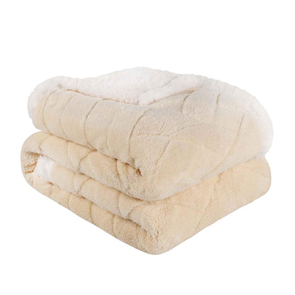 Nuuk Jacquard Lattice Fleece Plush Fluffy Sherpa Reversible Blanket