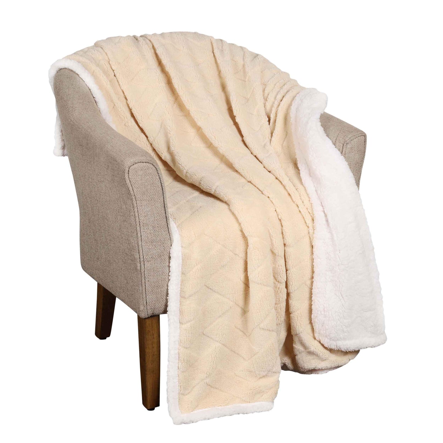 Nuuk Jacquard Lattice Fleece Plush Fluffy Sherpa Reversible Blanket