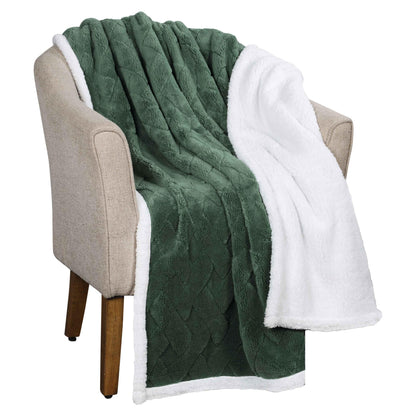 Nuuk Jacquard Lattice Fleece Plush Fluffy Sherpa Reversible Blanket