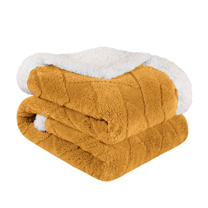 Nuuk Jacquard Lattice Fleece Plush Fluffy Sherpa Reversible Blanket