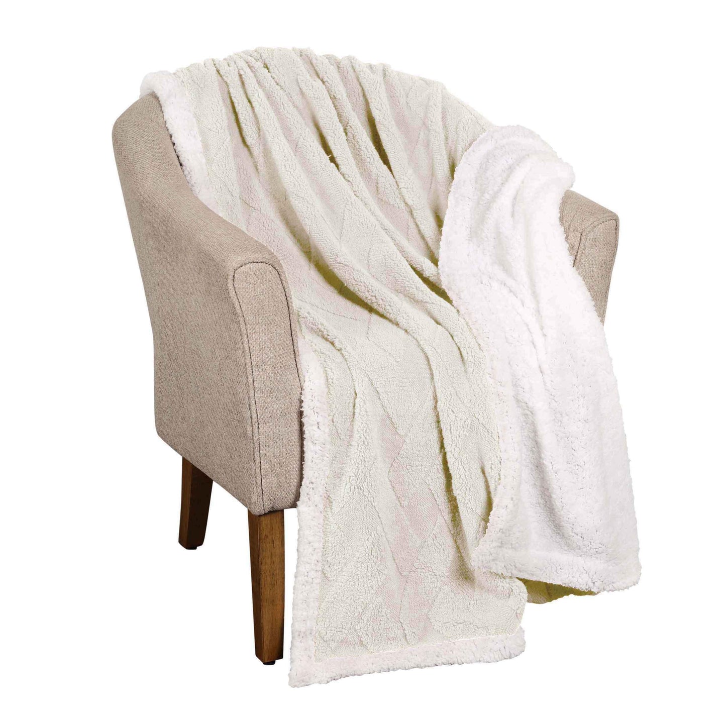 Nuuk Jacquard Lattice Fleece Plush Fluffy Sherpa Reversible Blanket