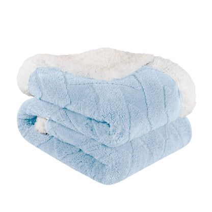 Nuuk Jacquard Lattice Fleece Plush Fluffy Sherpa Reversible Blanket