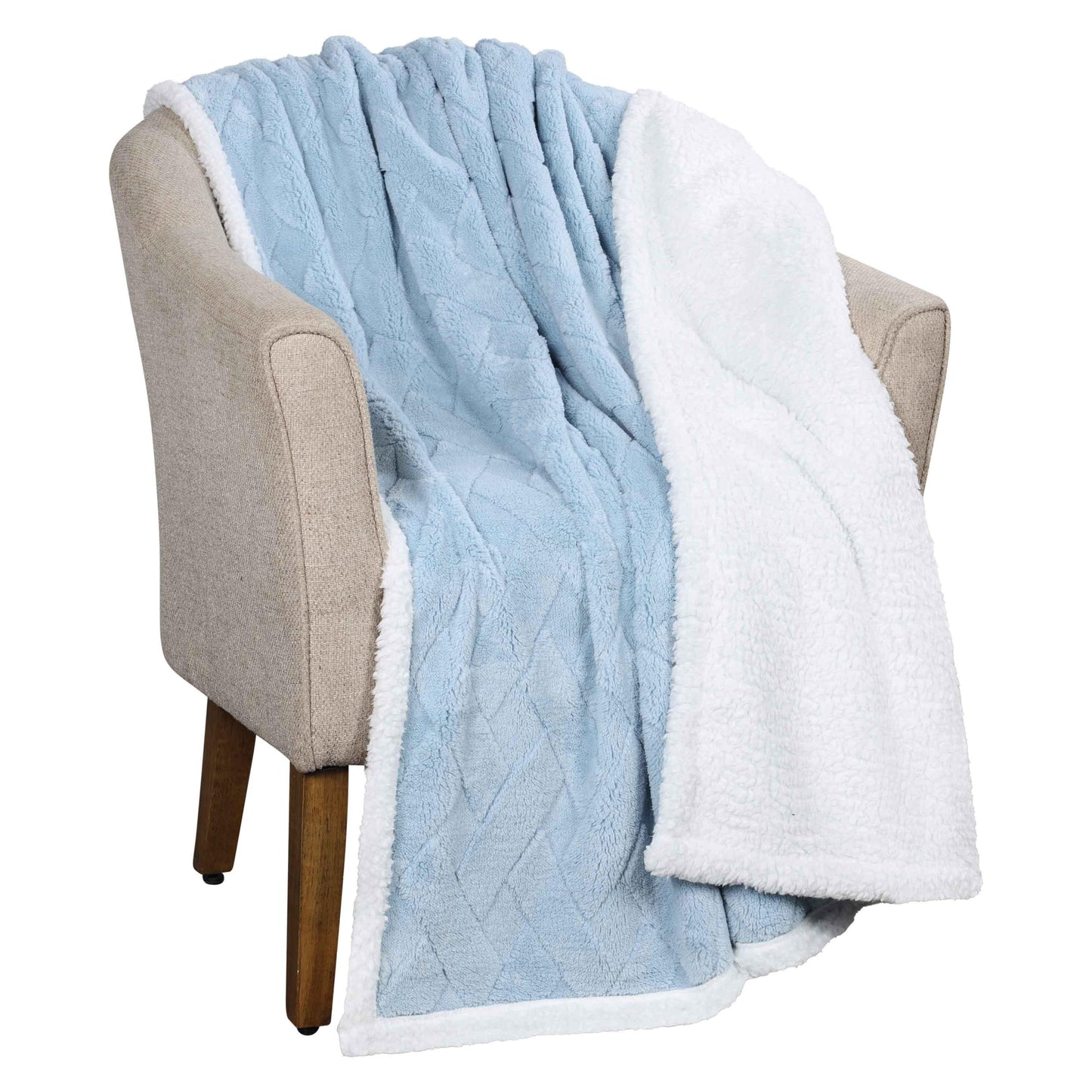 Nuuk Jacquard Lattice Fleece Plush Fluffy Sherpa Reversible Blanket