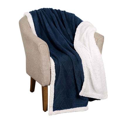 Nuuk Jacquard Lattice Fleece Plush Fluffy Sherpa Reversible Blanket