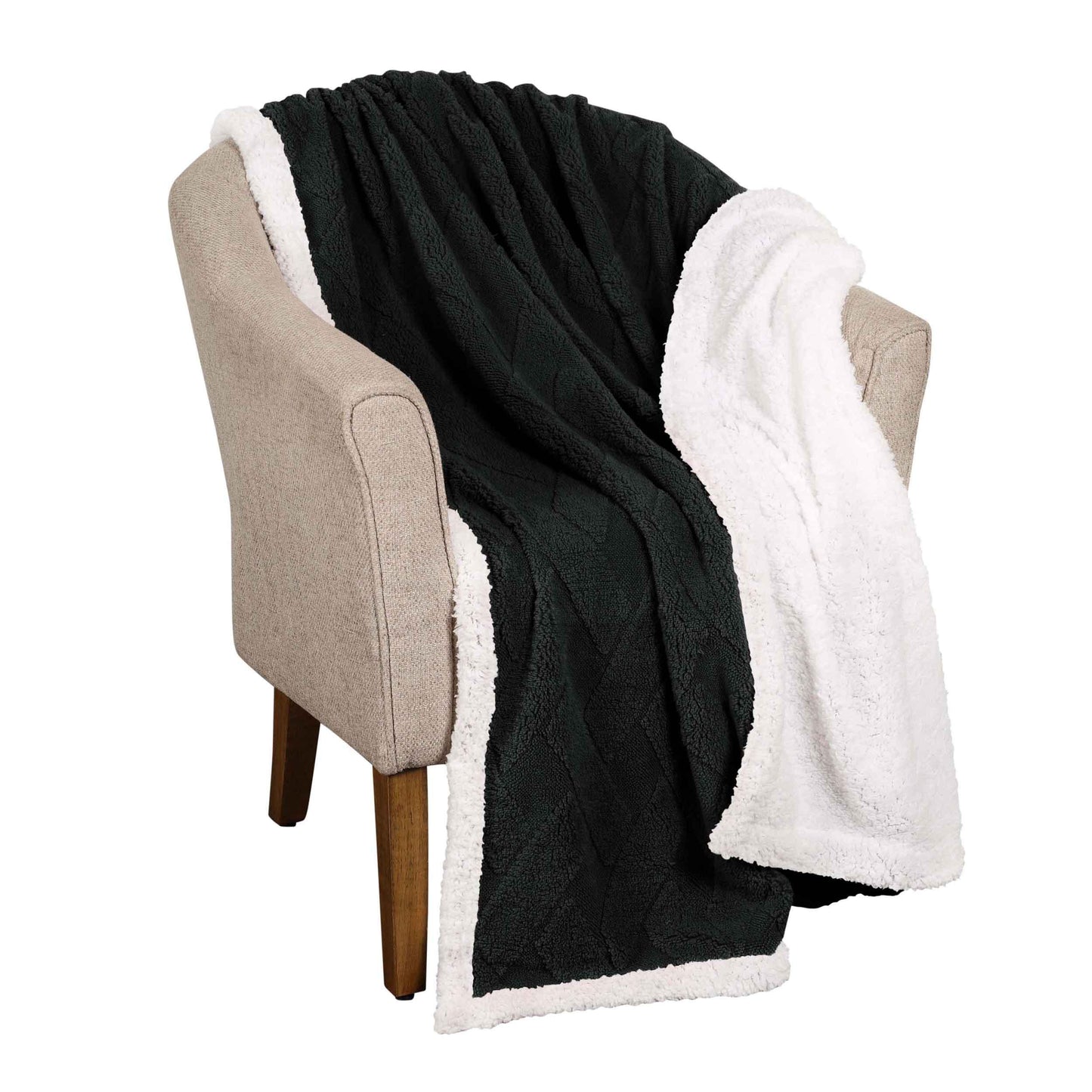 Nuuk Jacquard Lattice Fleece Plush Fluffy Sherpa Reversible Blanket