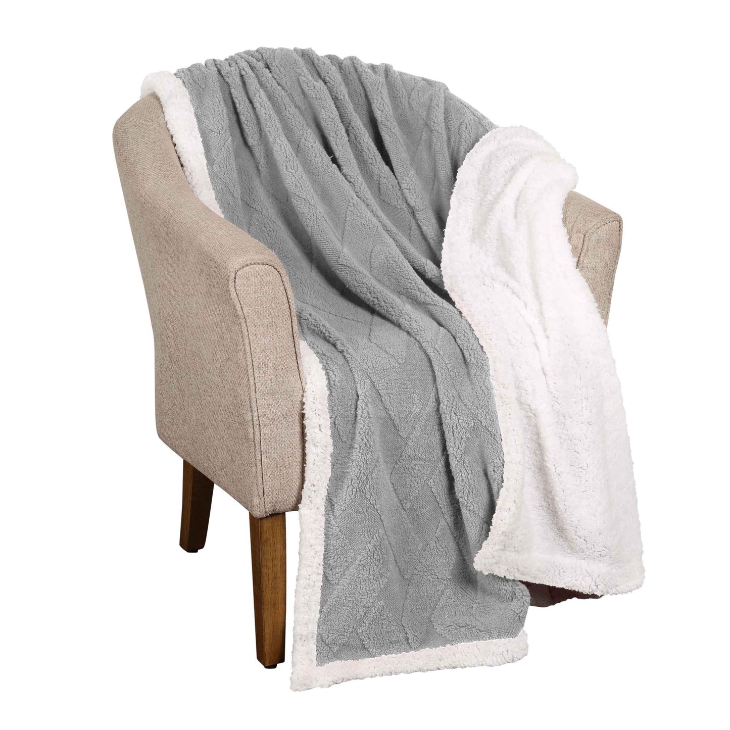 Nuuk Jacquard Lattice Fleece Plush Fluffy Sherpa Reversible Blanket