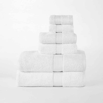  Modern Organic Solid 650 GSM 6- Pieces Towel Set - White