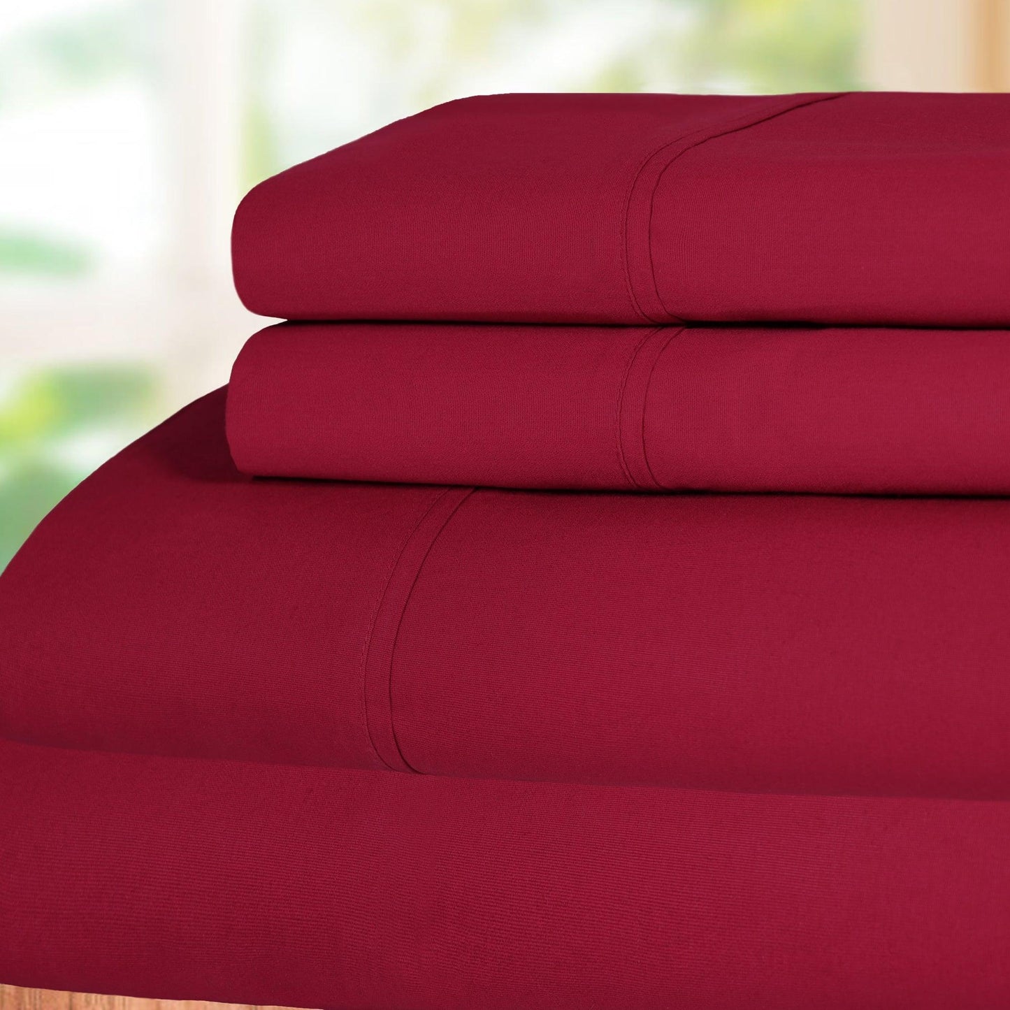Superior 100% Cotton Percale 300 Thread Count Sheet Set - Burgundy