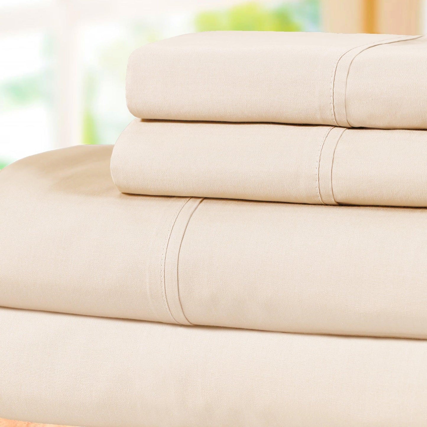 Superior 100% Cotton Percale 300 Thread Count Sheet Set - Ivory