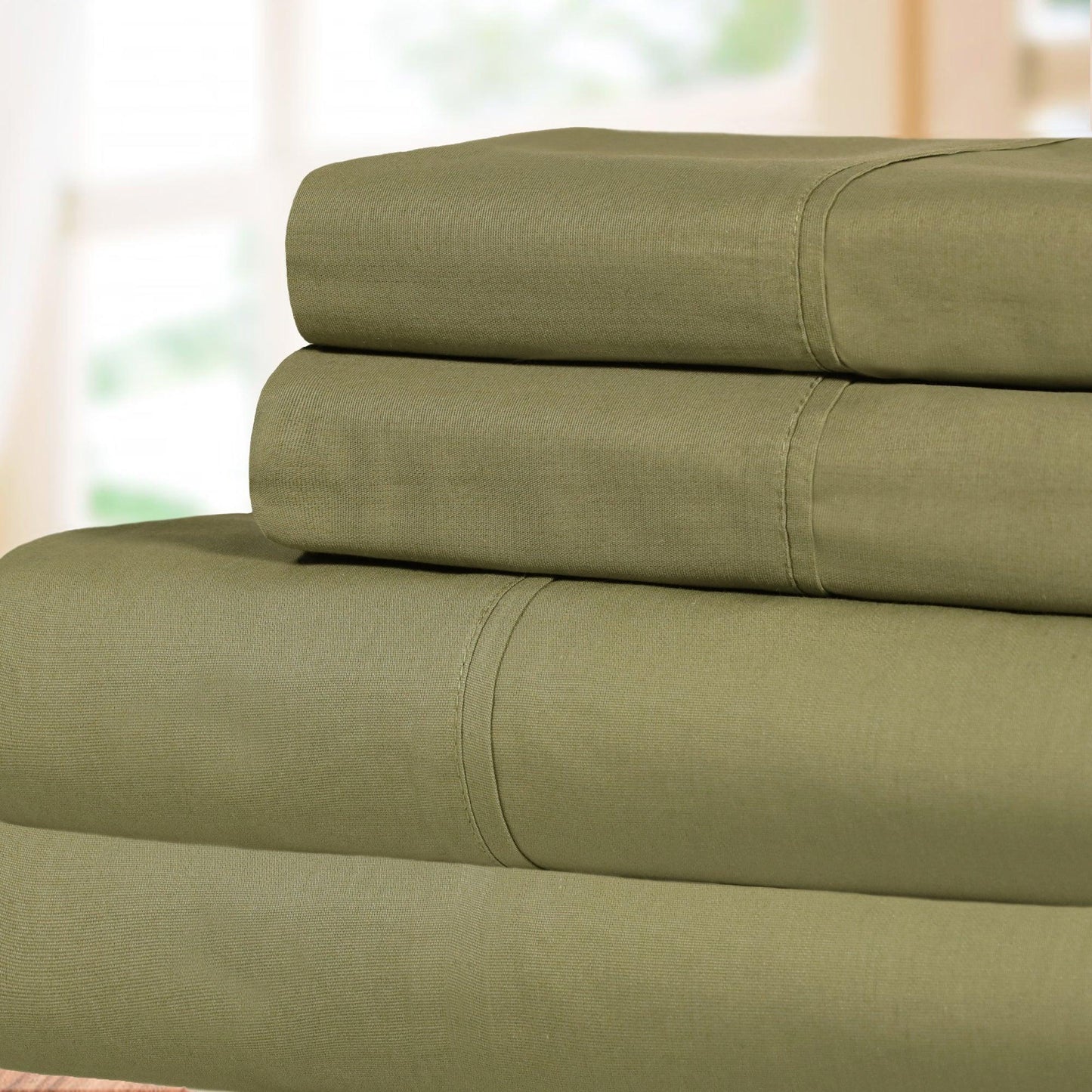 Superior 100% Cotton Percale 300 Thread Count Sheet Set - Sage