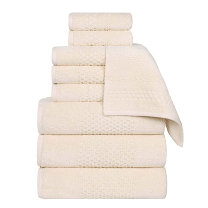 Playa Zero Twist Cotton Solid Waffle Textured 9 Piece Towel Set