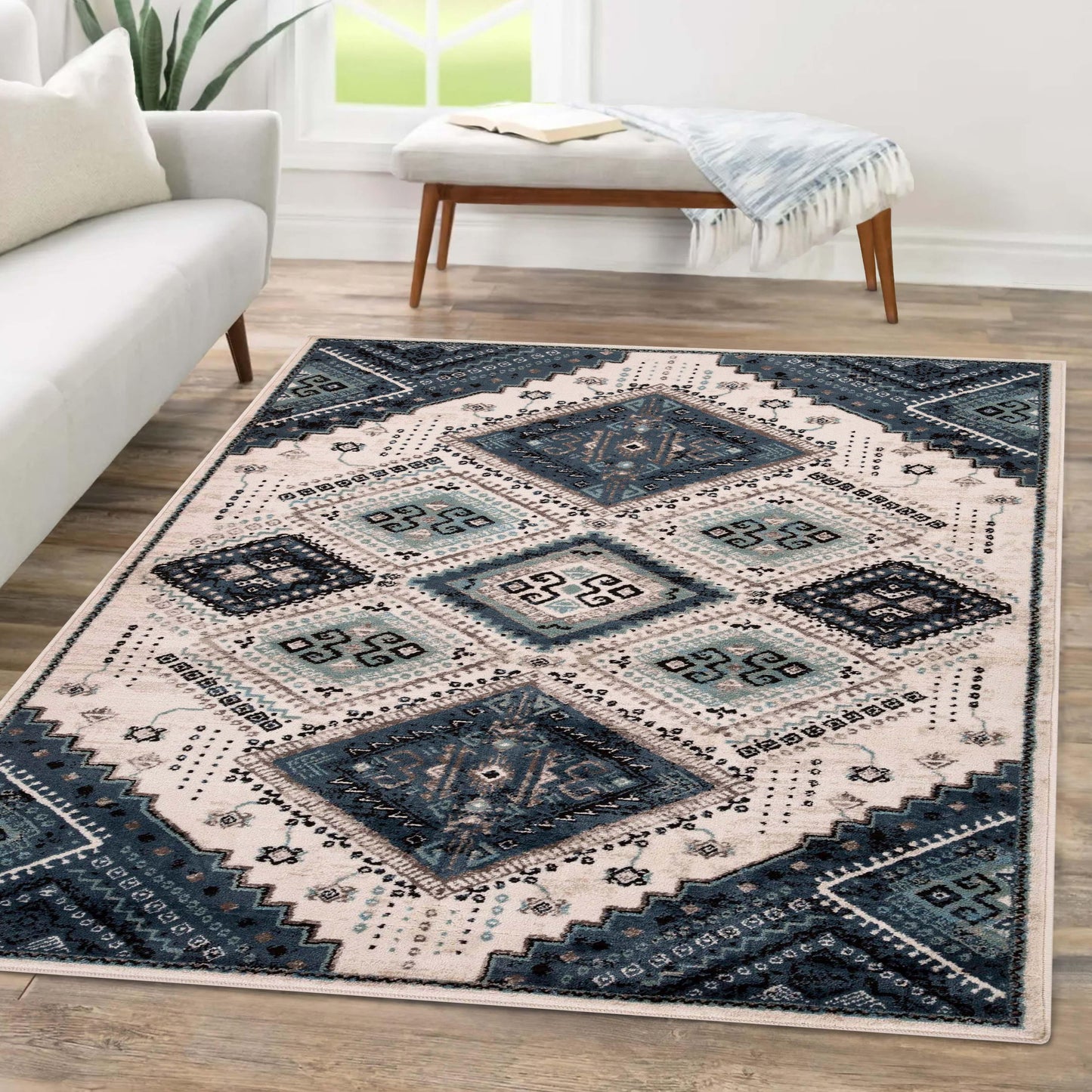 Geometric Medallion Design Indoor Rug or Runner Rug