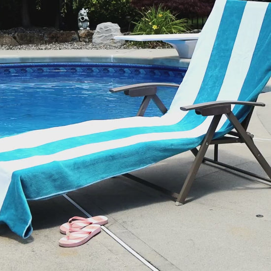 Superior Cotton Standard Size Cabana Stripe Chaise Lounge Chair Cover 