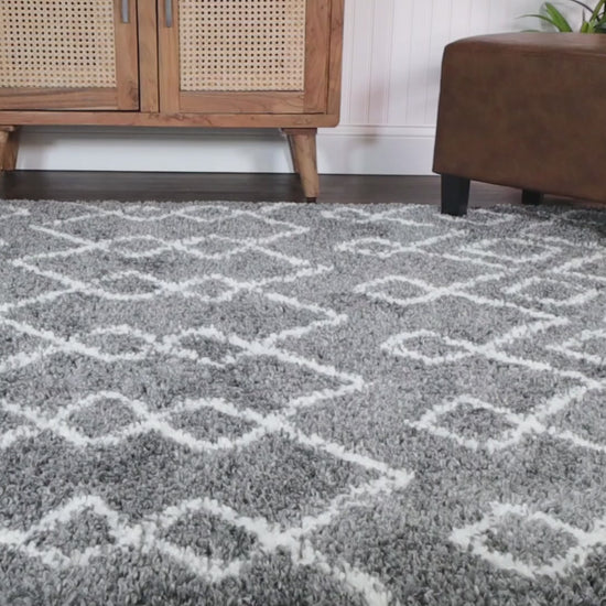 Superior Boho Geometric Diamonds Indoor Plush Shag Area Rug