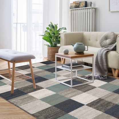 Rockaway Geometric Checkered Rivulet Transitional Area Rug
