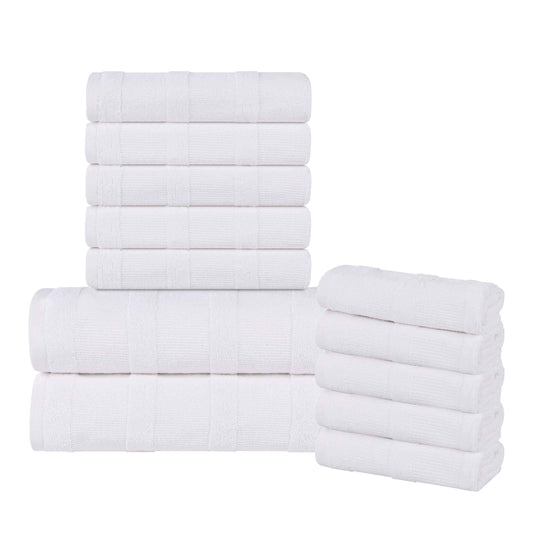 Roma Cotton Ribbed Textured Soft Absorbent 12 Piece Assorted Towel Set