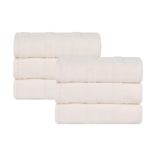 Roma Cotton Ribbed Textured Soft Highly Absorbent Hand Towel Set of 6