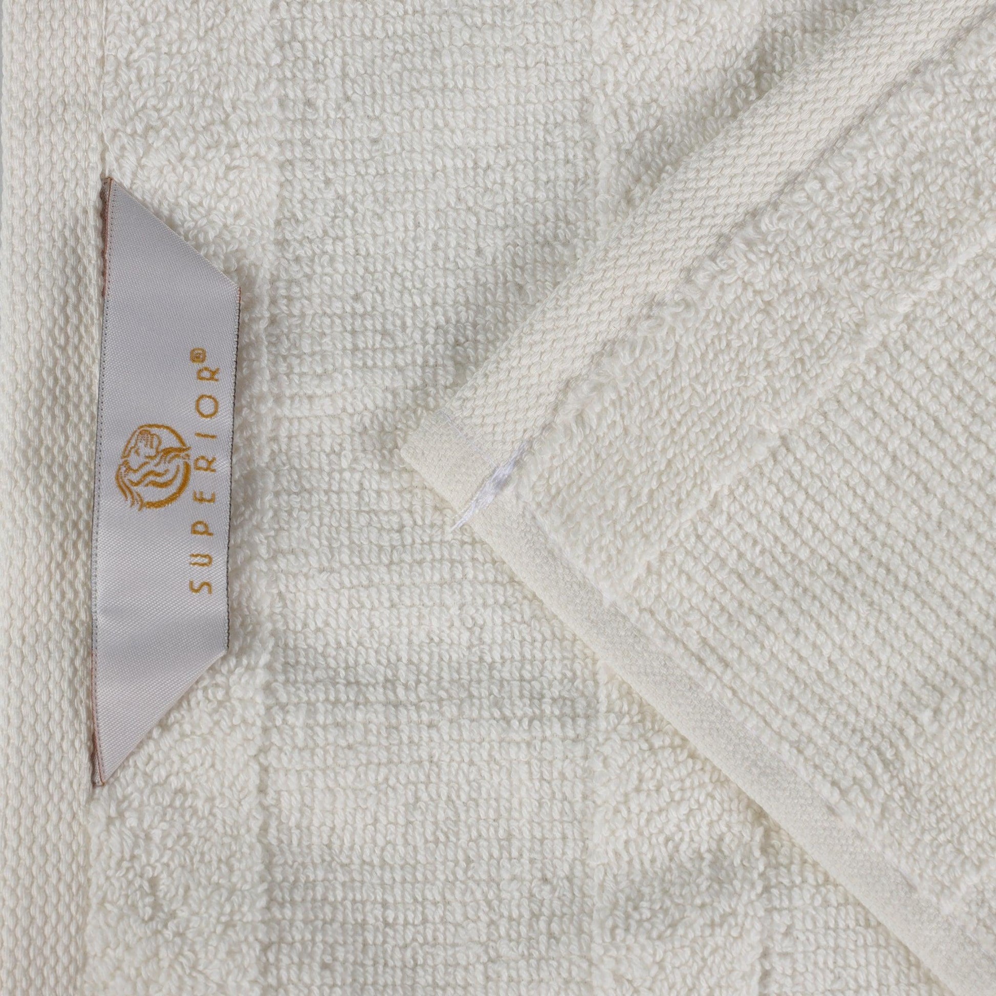 Ribbed Cotton Medium Weight 6 Piece Bath Towel Set - Ivory