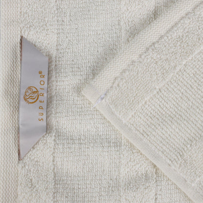 Ribbed Cotton Medium Weight 6 Piece Bath Towel Set - Ivory