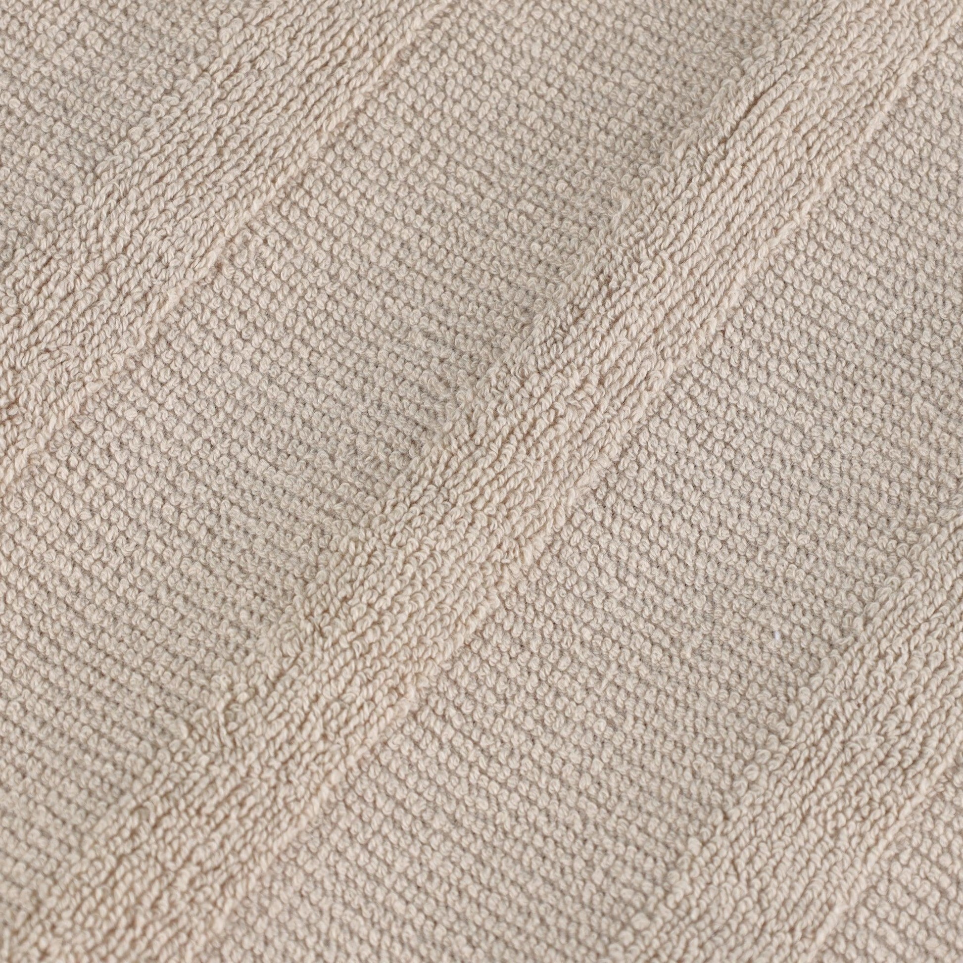 Ribbed Cotton Medium Weight 6 Piece Bath Towel Set - Stone