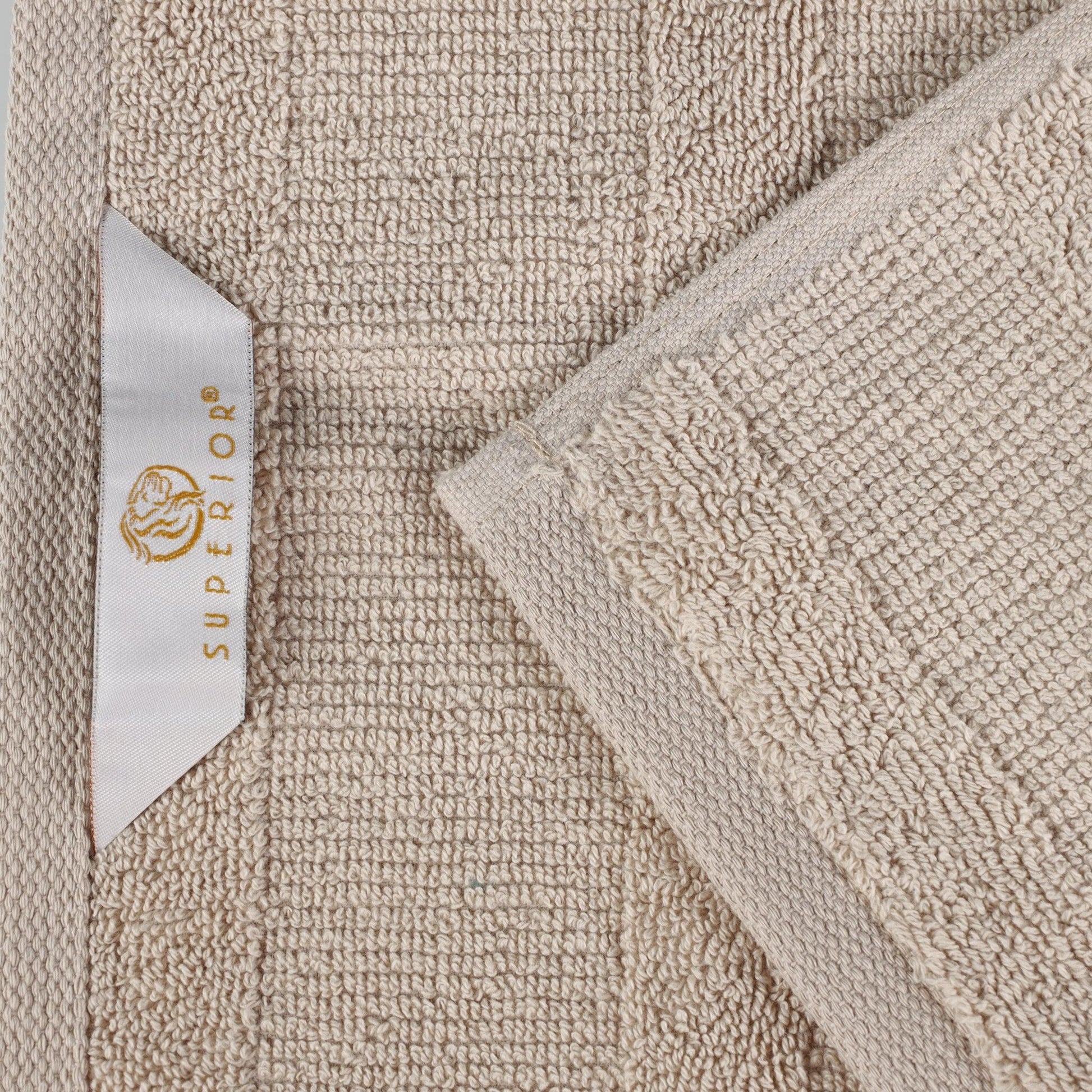 Ribbed Cotton Medium Weight 6 Piece Bath Towel Set - Stone