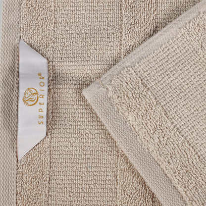 Ribbed Cotton Medium Weight 6 Piece Bath Towel Set - Stone