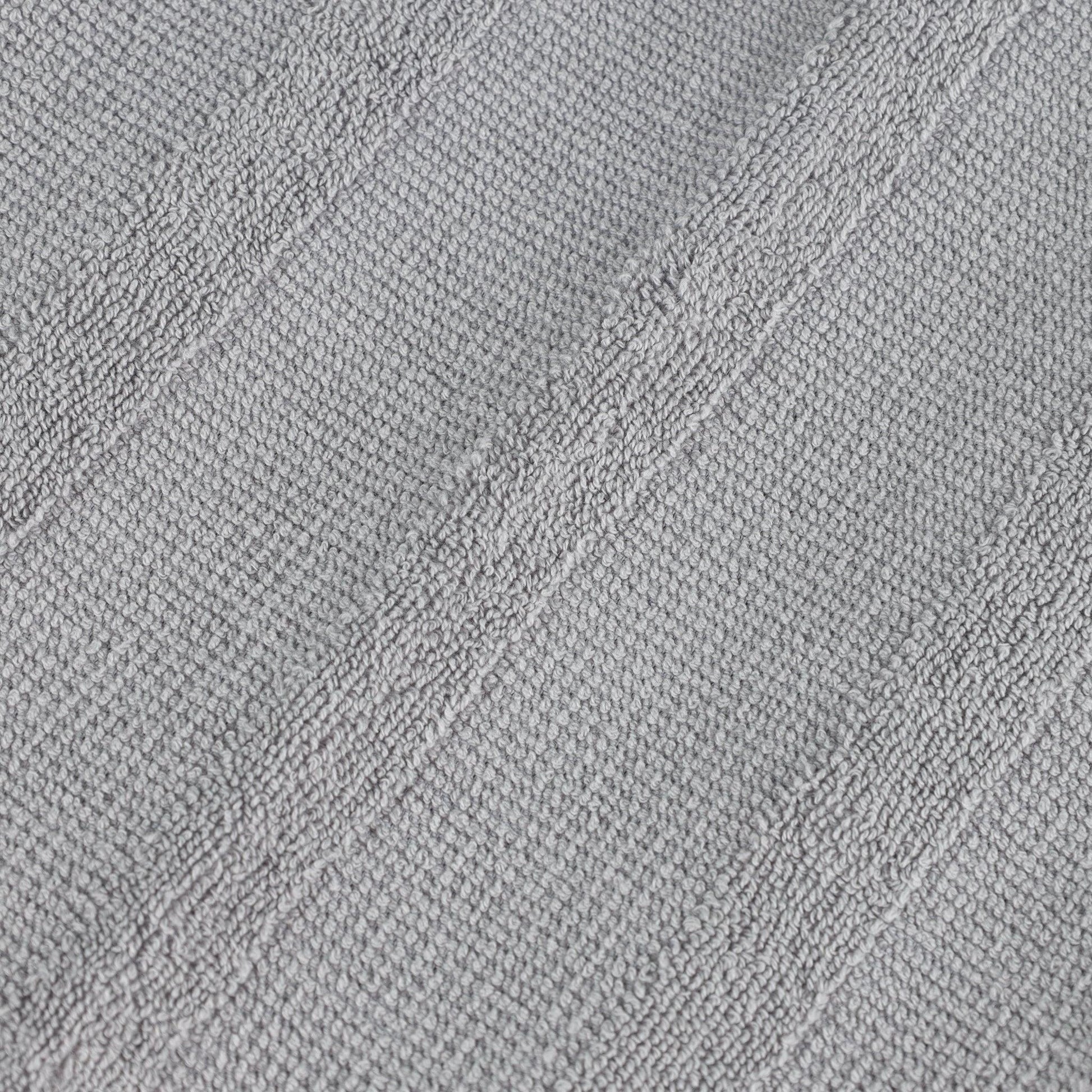 Ribbed Cotton Medium Weight 6 Piece Bath Towel Set - Silver