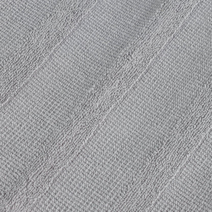 Ribbed Cotton Medium Weight 6 Piece Bath Towel Set - Silver