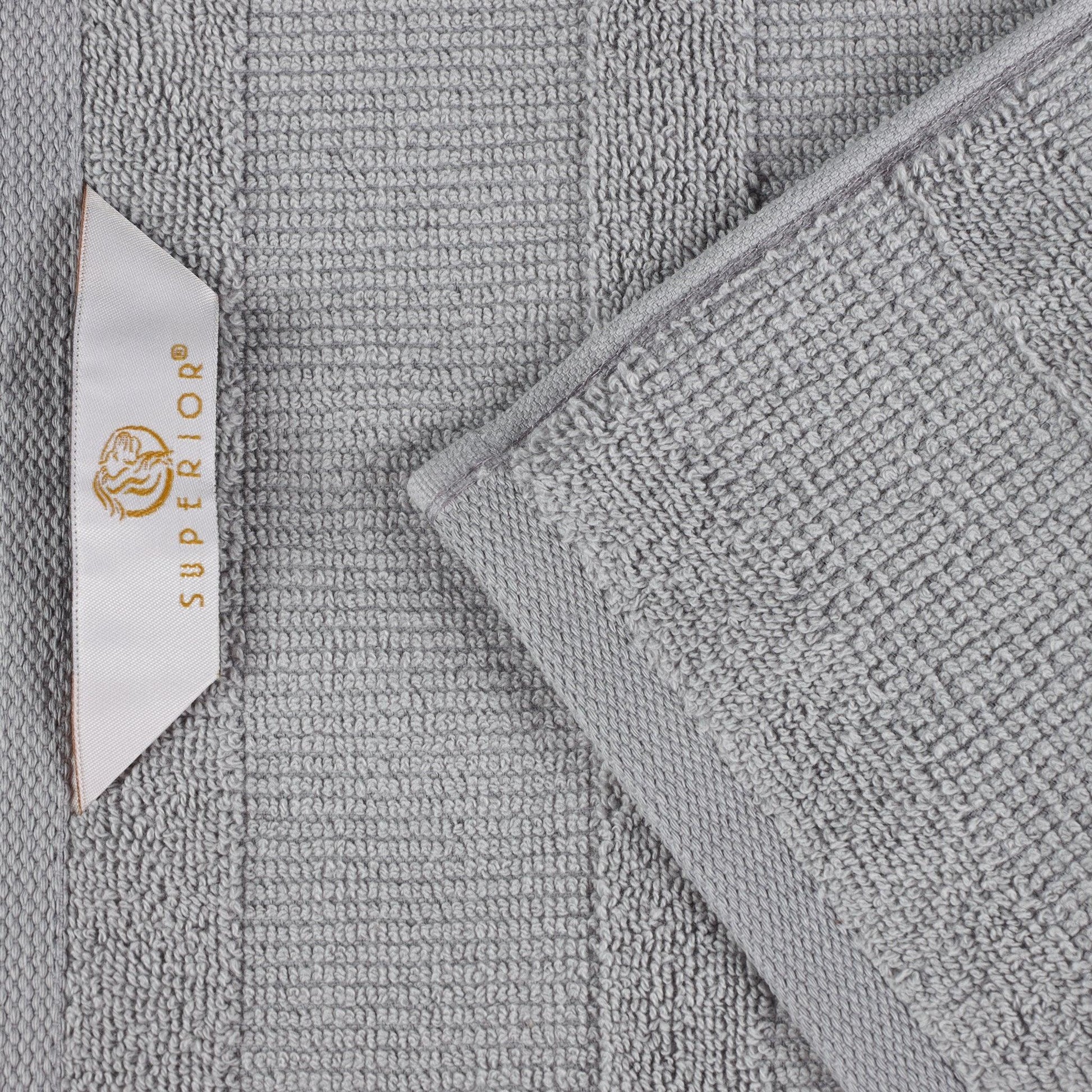 Ribbed Cotton Medium Weight 6 Piece Bath Towel Set - Silver