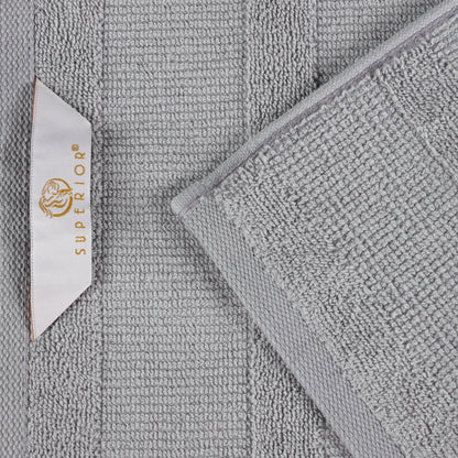 Ribbed Cotton Medium Weight 6 Piece Bath Towel Set - Silver