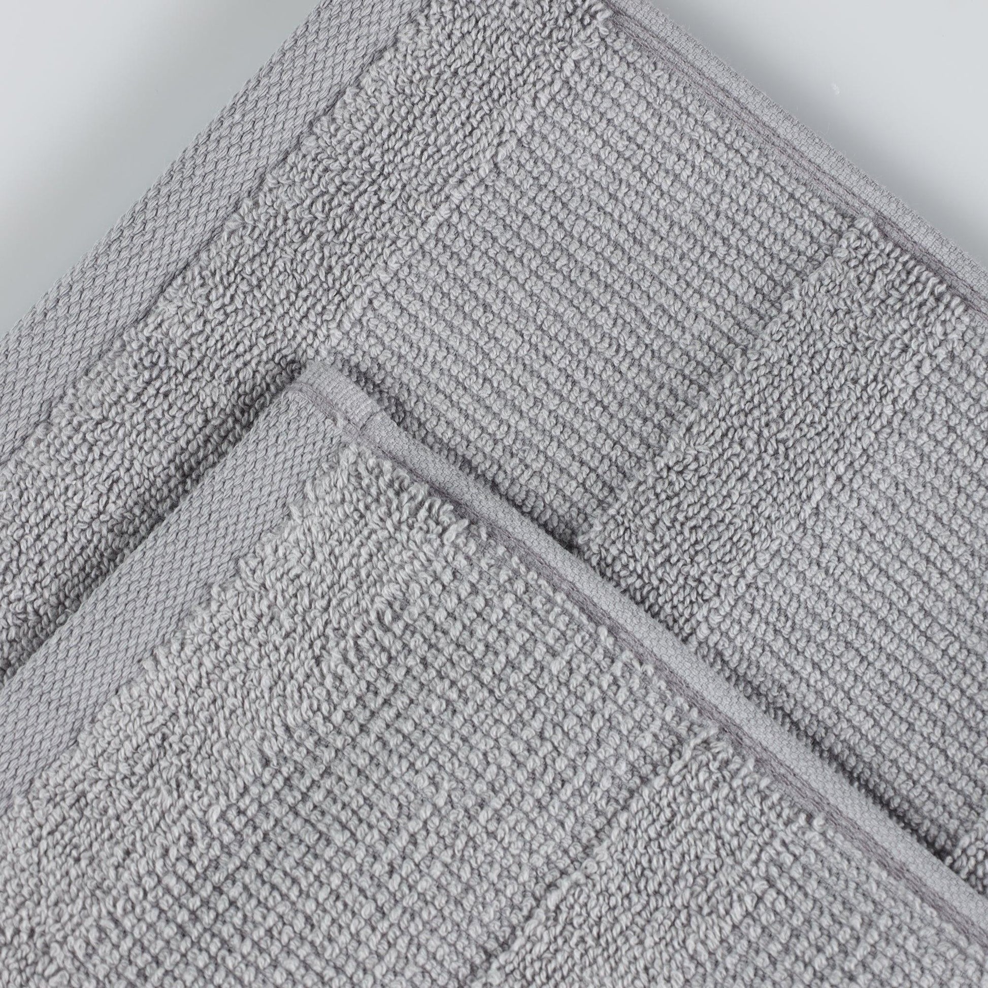 Ribbed Cotton Medium Weight 6 Piece Bath Towel Set - Silver