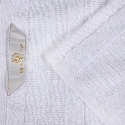 Ribbed Turkish Cotton 3-Piece Solid Quick-Dry Assorted Highly Absorbent Towel Set - White