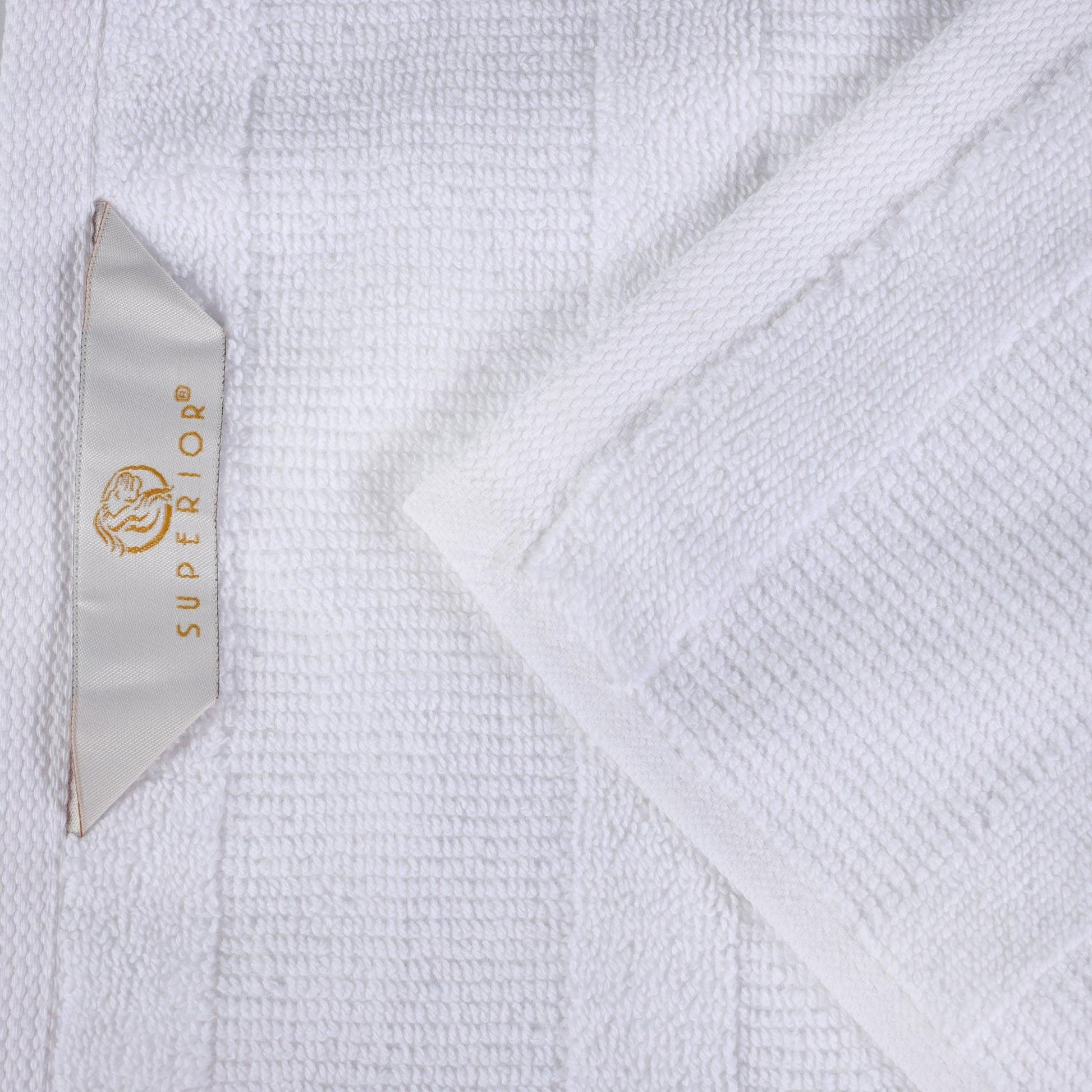 Ribbed Cotton Medium Weight 6 Piece Bath Towel Set - White