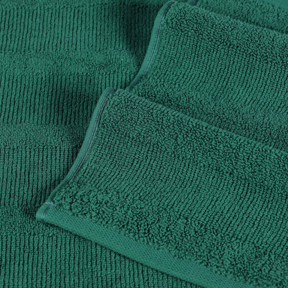 Ribbed Cotton Medium Weight 6 Piece Bath Towel Set-  Evergreen