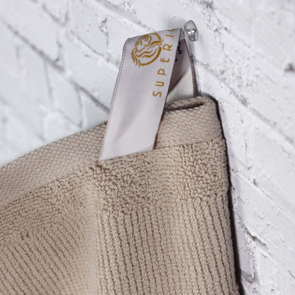 Ribbed Cotton Medium Weight 6 Piece Bath Towel Set - Stone