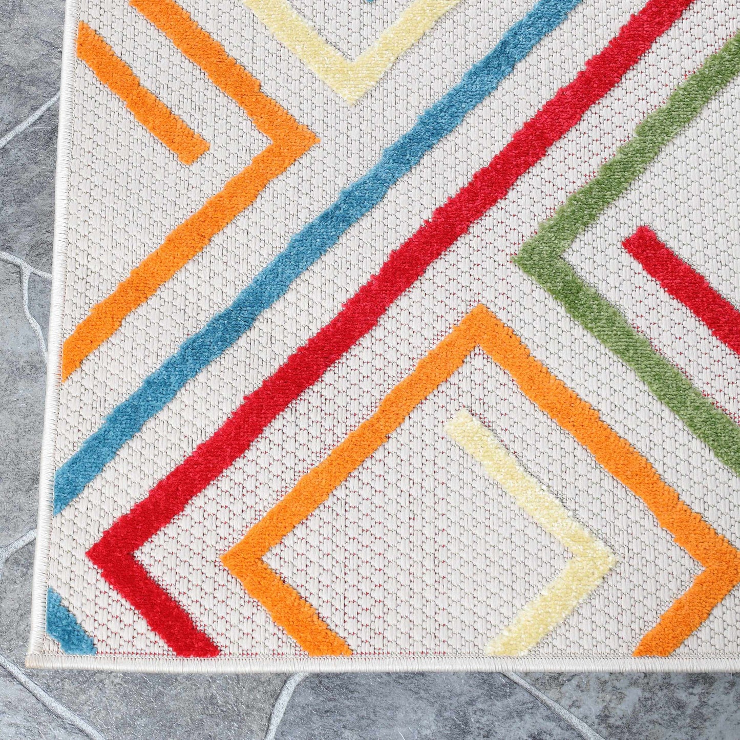 Superior Area Rug Indoor Outdoor Geometric Modern Rug - Cream