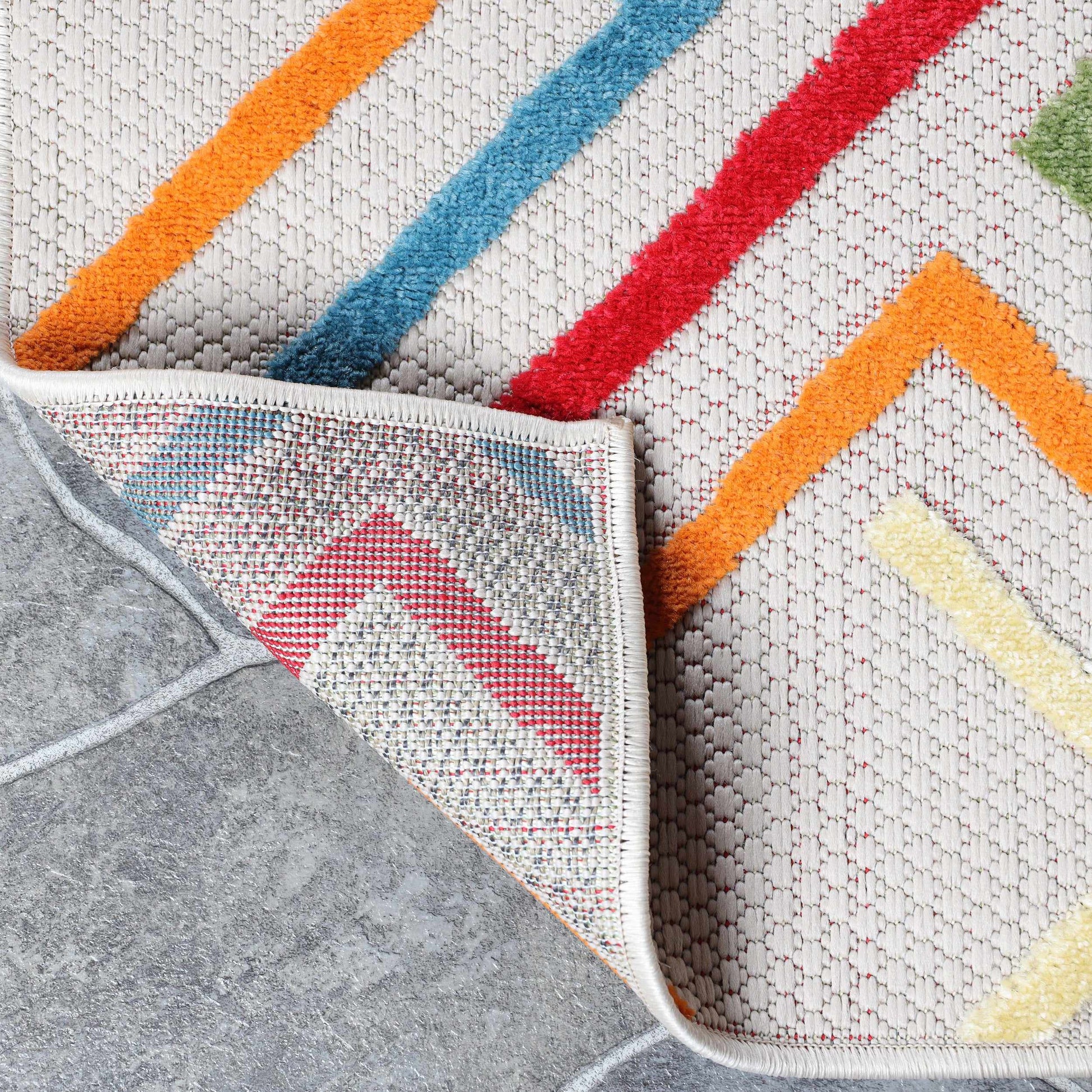 Superior Area Rug Indoor Outdoor Geometric Modern Rug - Cream