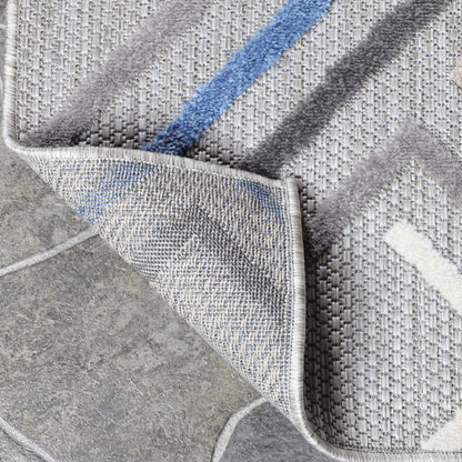 Superior Area Rug Indoor Outdoor Geometric Modern Rug - Grey