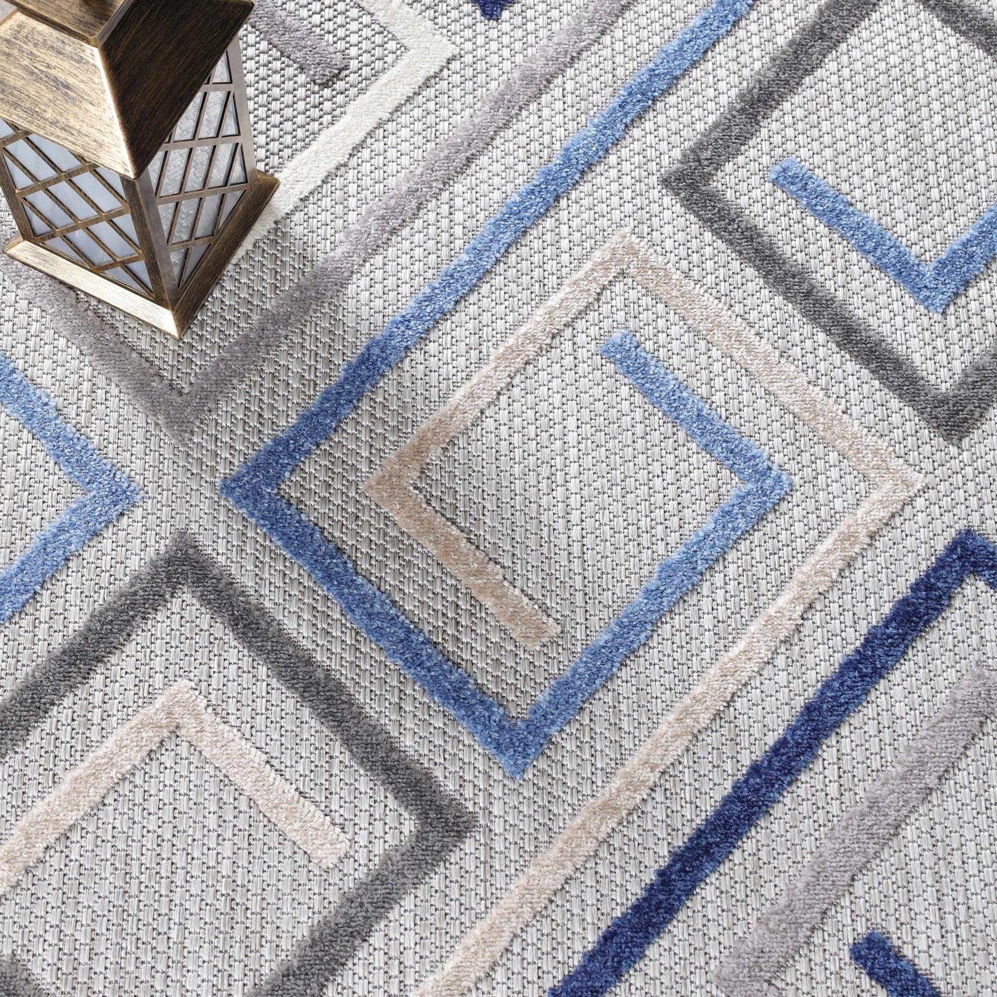 Superior Area Rug Indoor Outdoor Geometric Modern Rug - Grey