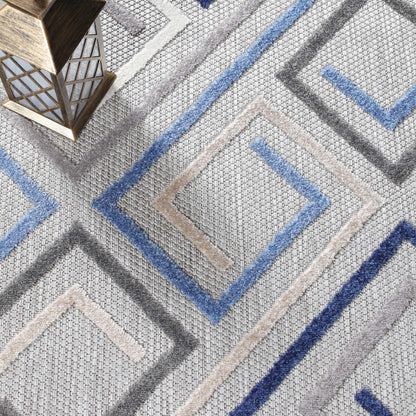 Superior Area Rug Indoor Outdoor Geometric Modern Rug - Grey
