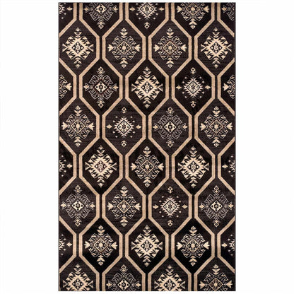 Superior Aurora Hexagon Medallion Geometric Area Rug or Runner - Black