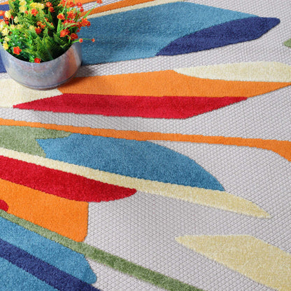 Superior Leander Modern Geometric Abstract Indoor/Outdoor Area Rug or Runner Rug 