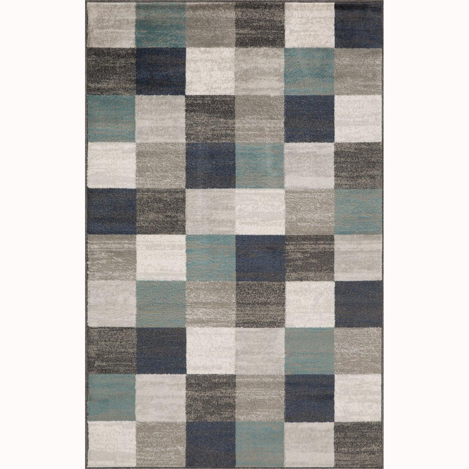  Superior Rockaway Geometric Checkered Rivulet Transitional Area Rug - Rivulet