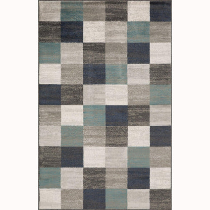  Superior Rockaway Geometric Checkered Rivulet Transitional Area Rug - Rivulet