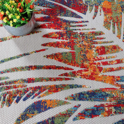 Superior Siesta Botanical Leaves Modern Indoor Outdoor Area Rug or Runner Rug - Cream