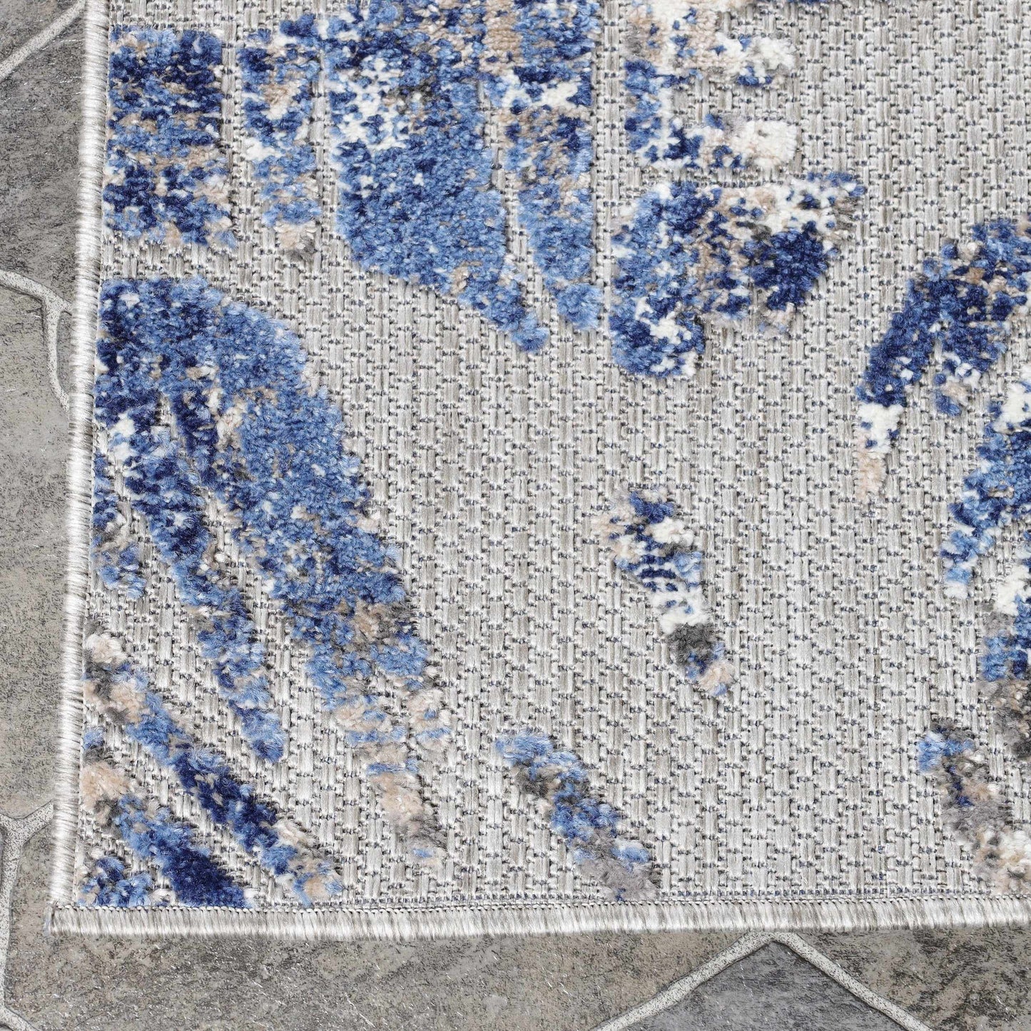 Superior Siesta Botanical Leaves Modern Indoor Outdoor Area Rug or Runner Rug - Grey