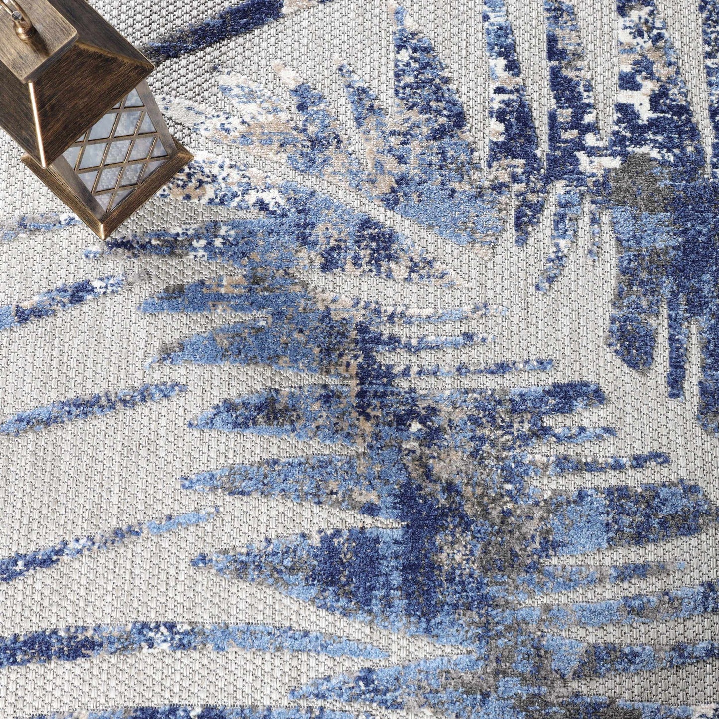  Superior Siesta Botanical Leaves Modern Indoor Outdoor Area Rug or Runner Rug - Grey